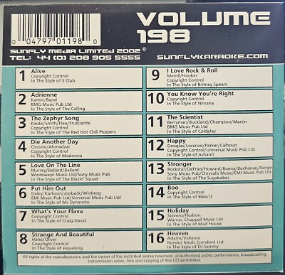 SF198        SUNFLY KARAOKE CDG VERY RARE, NOT SOLD IN THE USA  LOT UK