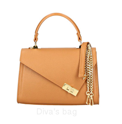 ITALIAN TRENDY PEBBLED LEATHER HANDBAG BAG SATCHEL by DIVA's - MADE IN ITALY
