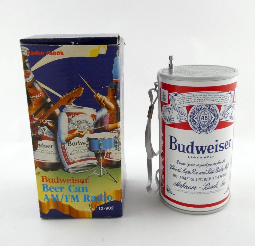 Vintage Budweiser Beer Can Transistor Radio AM/FM Radio Shack 12