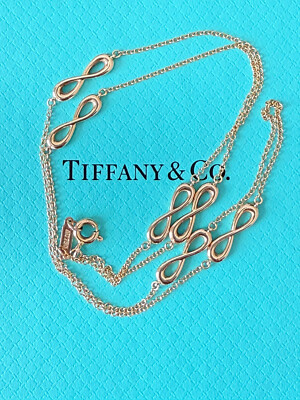 Tiffany & Co 18k Rose Gold Infinity Station Necklace 18” | eBay