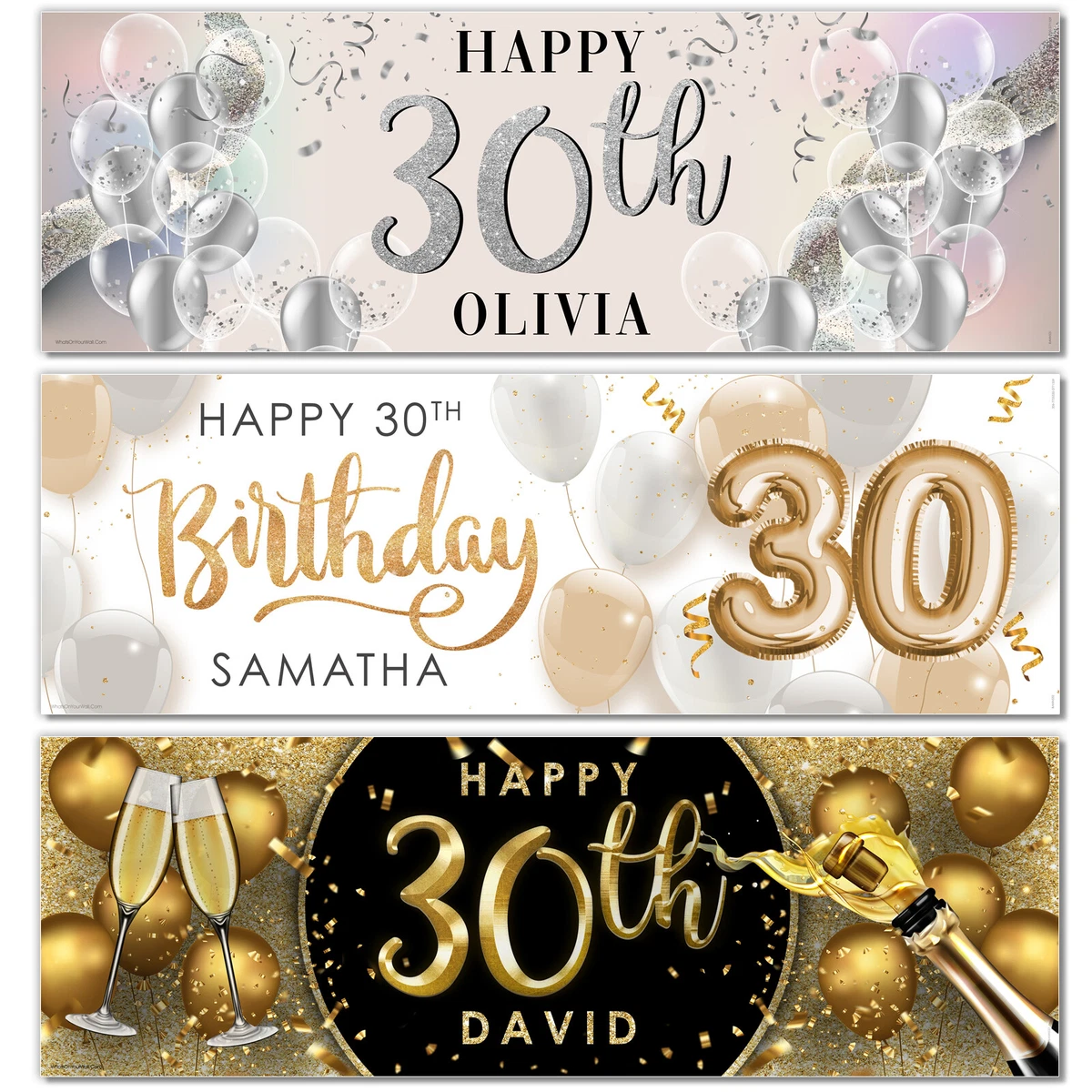 Personalised 30TH Happy Birthday Banner Party Supplies Decorations Banners  | eBay