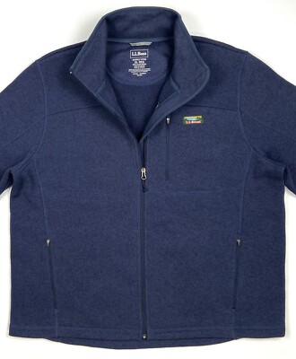 L L Bean Fleece Jacket Men’s Size XL Sweater Navy Blue Full Zip