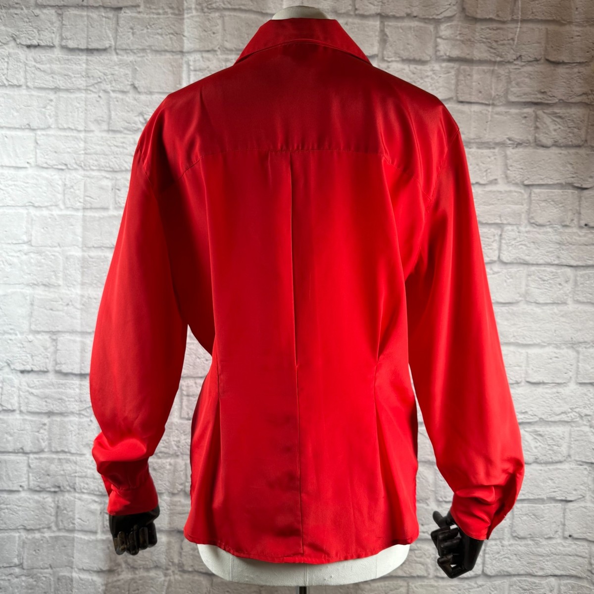 Vtg Christian Dior Chemises Women's 8 Red Button-Up Long