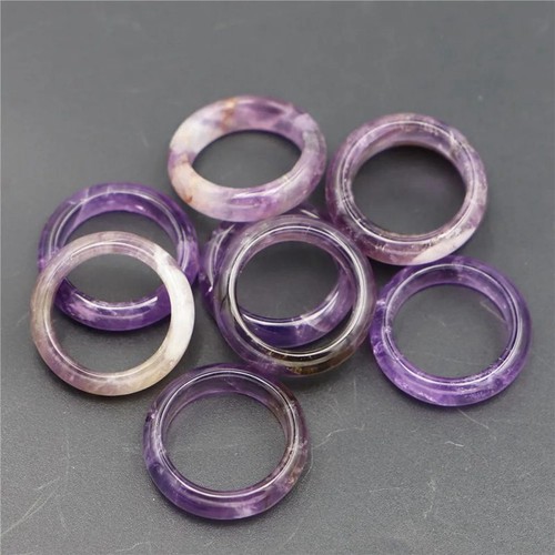 Natural Amethyst Quartz Crystal Ring Energy Stone Finger Circle Jewelry Healing - Picture 4 of 18