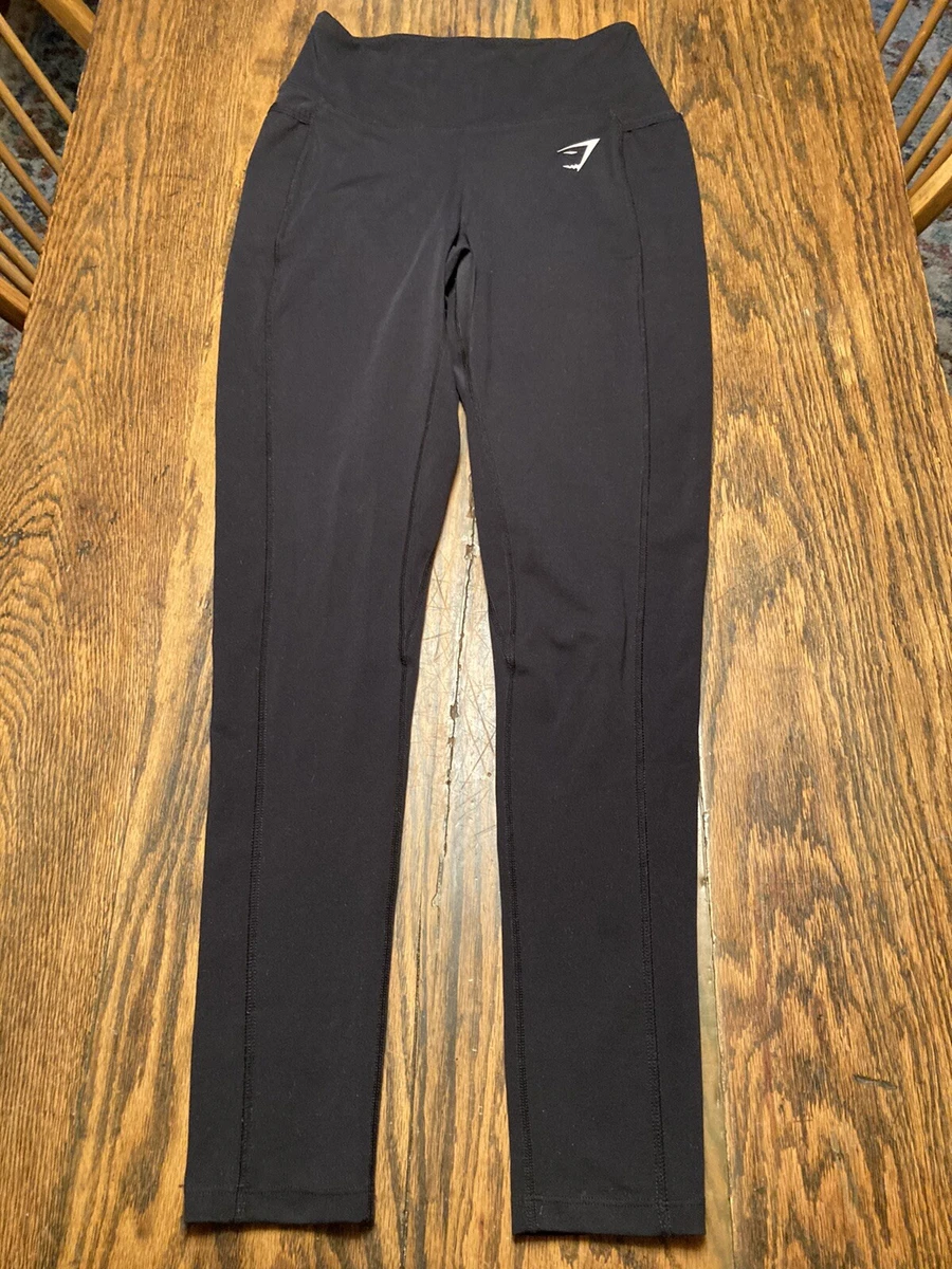 GYMSHARK Dreamy 2.0 High Rise Stretch Leggings Black Pockets Logo Small EXC