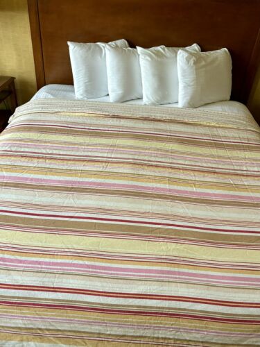 Pottery Barn Reversible Stripe Full/Queen Duvet Cover Heavy Cotton READ - Picture 2 of 9