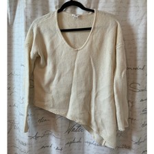 Helmut Lang Beige Asymmetrical Knit Wool Mohair Sweater S