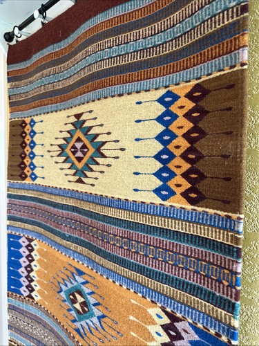 Zapoteken Oaxacan Teppich 60”x31” Handgewebt Bunt Wolle Boden Wandteppich Vintage - Bild 11 von 21