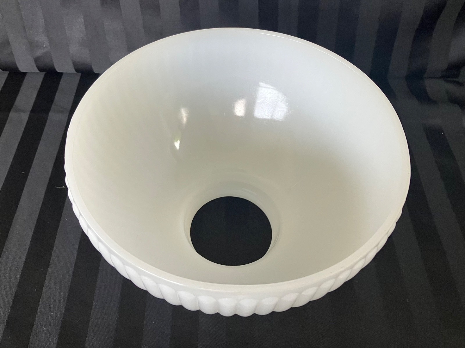 Vintage milk glass ribbed glass student lamp shade