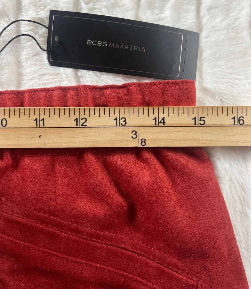 BCBG Maxazria Mora Falda Mujer M Rojo Tandoori Especias Botón Frontal Mini Forrada Foto 3 de 4