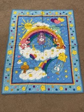 Vintage Care Bear Comforter Crib Quilt Blanket Rainbow Trail 34  x 44  NEW