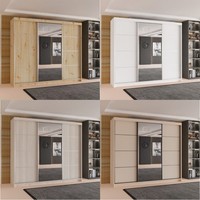 Modern Sliding 3‑Door Wardrobe with Mirror, Storage Shelves for Bedroom