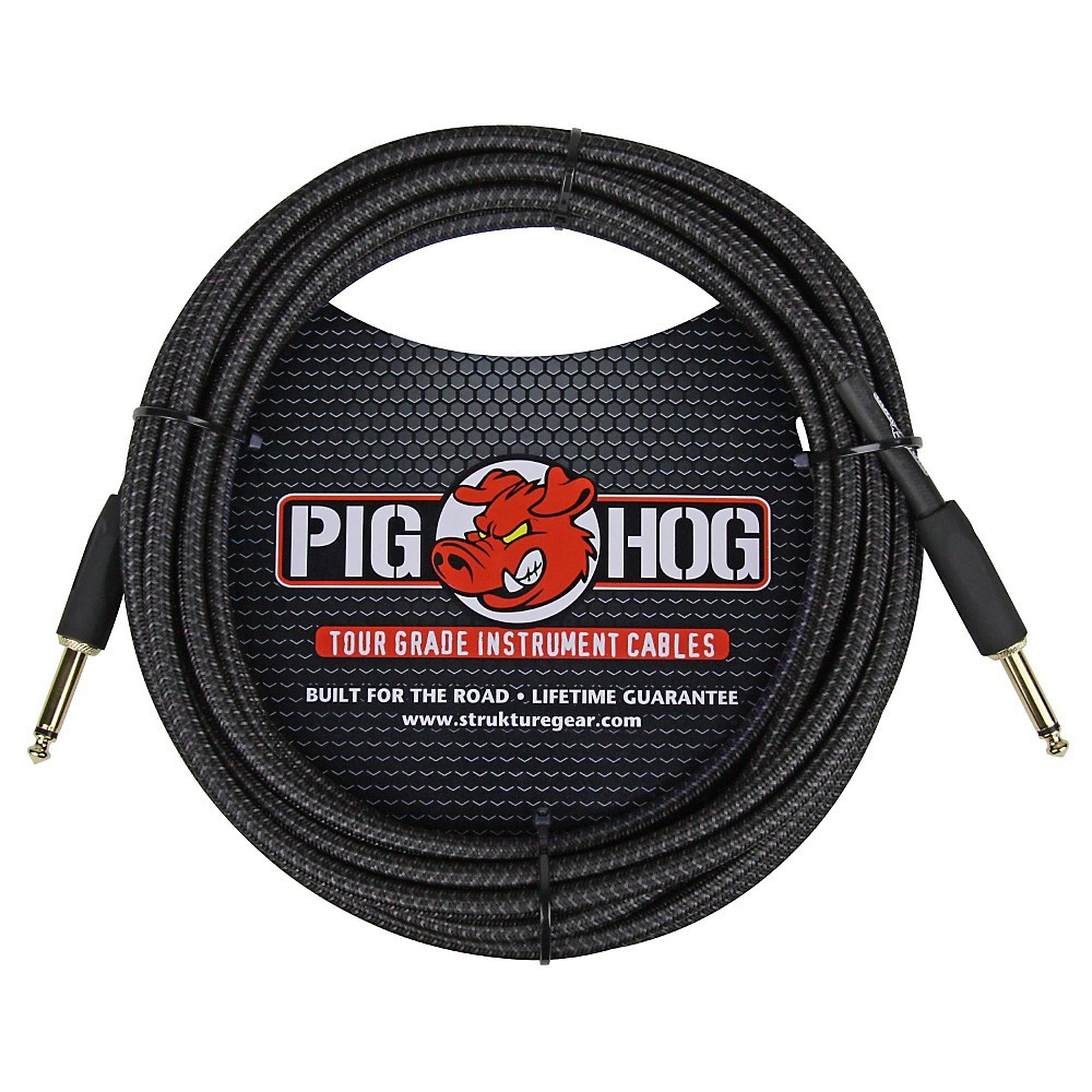 Pig Hog Instrument Cable Black Woven 14 to 14 10 ft 20 ft Black Woven 6290₽