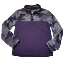 OshKosh 14 Fleece Pullover Black Green Camo Quarter Zip Colorblock Fall Autumn