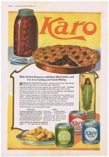 1919 Karo Corn Syrup Pie & Taffy Anthropomorphic Corn Native American Print Ad
