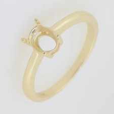 Sterling Silver Semi Mount Setting Oval 8x6mm Simple Solitaire Minimal Ring