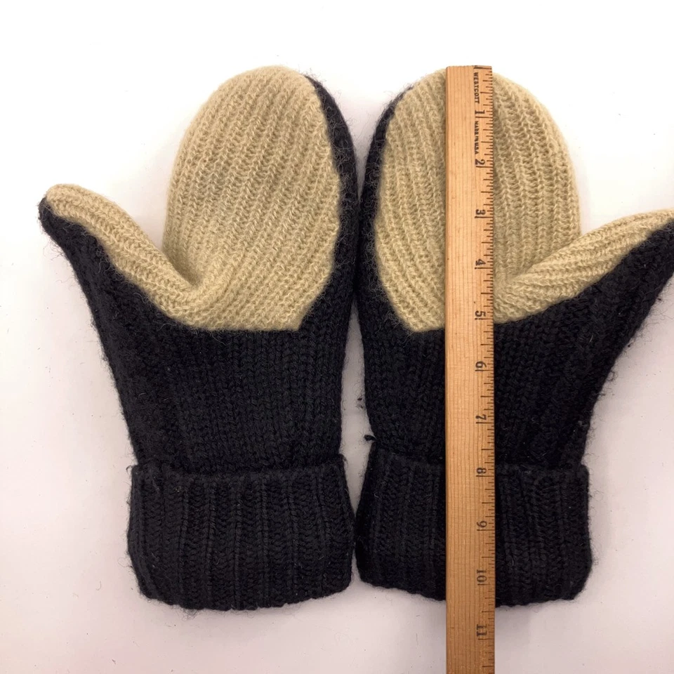 Suéter Reciclado Negro Beige Invierno Mitones Forrados de Vellón Talla L Foto 4 de 4
