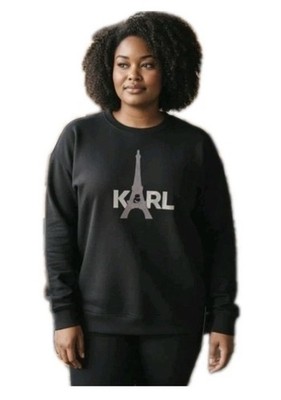 Karl Lagerfeld Women's Size 1X Rhinestone Black Sweatshirt, NWT