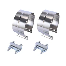 5" Stainless Steel Butt Joint Exhaust Band Clamp Sleeve for Exhaust Pipe 2pcs
