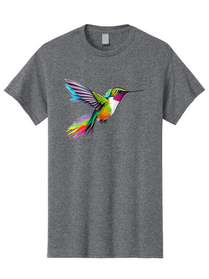Colorful-Hummingbird Mens Graphic Tee, 100% Cotton, Casual Summer Wear
