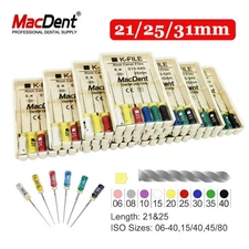 MacDent Limas de endodoncia manual dental K-Files acero inoxidable 21/25/31mm