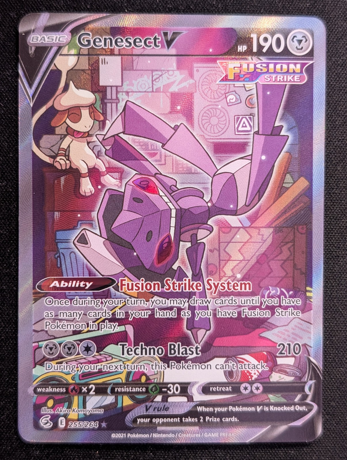 Genesect V (Alternate Full Art) 255/264 SWSH08: Fusion Strike Pokemon TCG NM