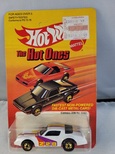 1982 HOT WHEELS HOT ONE CAMARO Z28 #5182 HO MOC BIANCO CON PAC di protezione