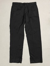 Zanella Devon Dress Pants Mens 34 X 30 Black 100 Wool Made in Italy Flat Front
