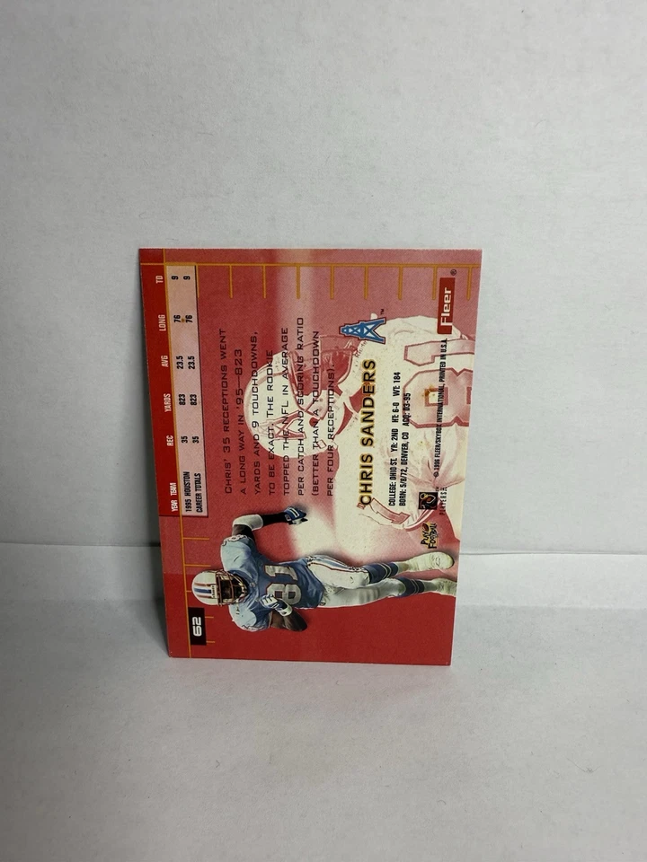 1996 Fleet Ultra Chris Sanders Autographed Card #62 - Image 4 of 4