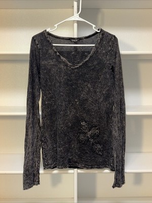 Women s LS Cotty On Distressed  Vneck XL Affliction Style