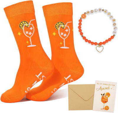Aperol Geschenke Frau 4 Stück Aperol Spritz Socken Armband Grußkarte Umschlag Fü