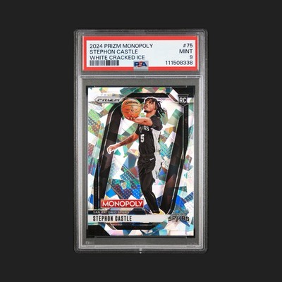 2024 Prizm Monopoly Stephon Castle White Cracked Ice #75 - Mint 9