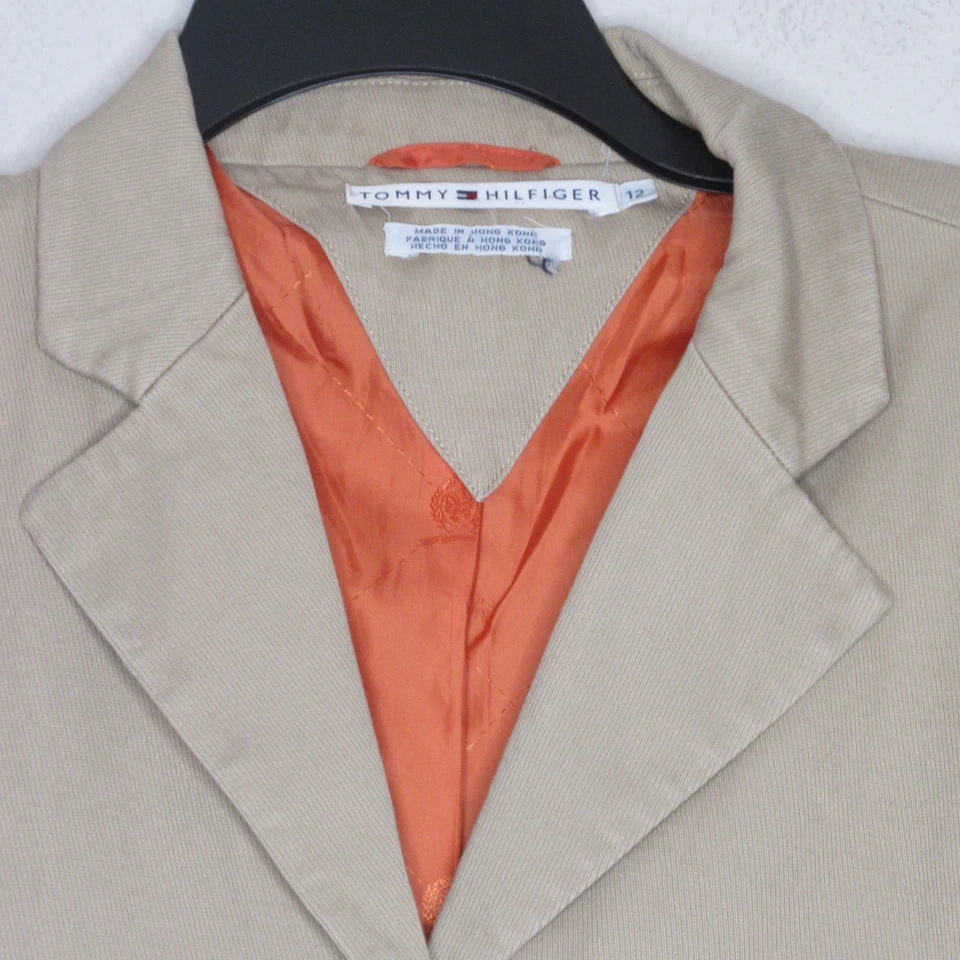 Tommy Hilfiger Mujer Elegante Tostado Pana 4 Botones Blazer Chaqueta 12 B38 Foto 2 de 4