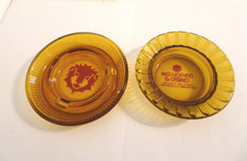 2 Different Vintage Red lion Amber glass Hotel Casino ashtrays Elko NV