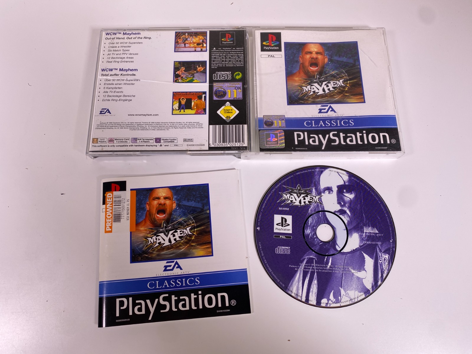WCW Mayhem EA Sports PS1 PSOne Game - Complete - VGC - Damaged Case