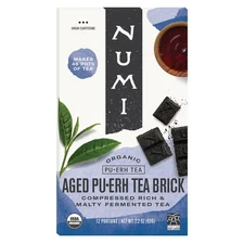 Numi Organic Aged Pu-erh Tea Brick, 2. Ounces, Fermented Loose Yunnan Black ,