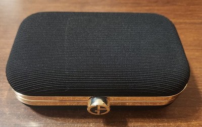 GIORGIO ARMANI Beauty Luxury Evening Clutch Mini Purse Black & Gold Hard Case 