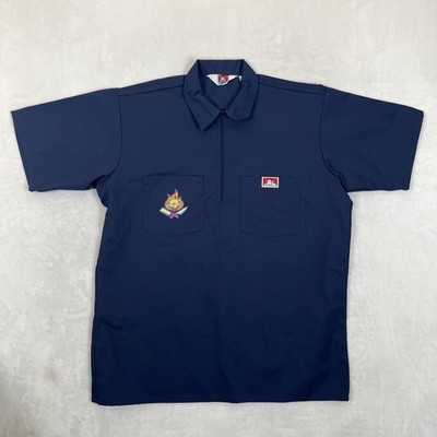 VTG Ben Davis 1/4 Zip Shirt Mens Large Blue Senor Sisig Food Truck USA Workwear