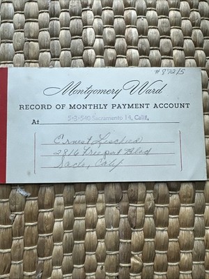 Vintage 1952 Montgomery  Ward Record Of Monthly Account Credit Book 
