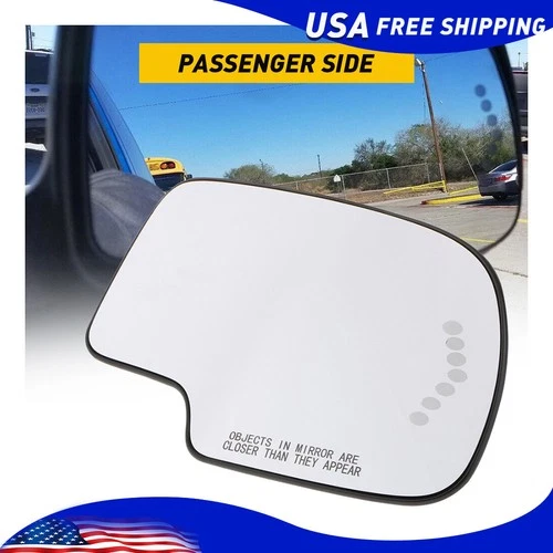 Right Passenger Side Power Heated Mirror Glass For 2003-2007 Chevy Silverado GMC