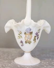 NEW old stock FENTON THE MUSEUM COLLECTION Handpainted Ivory Satin Basket
