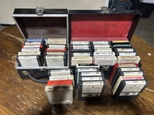 Vintage Lot Of 8 Track Tapes In Protective Carrying Case Black