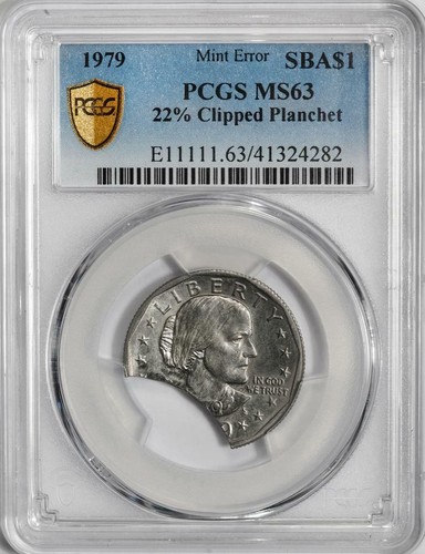 1979 PCGS MS63 Large 22% Clipped Planchet Susan B Anthony Dollar Mint Error Rare - Picture 3 of 4