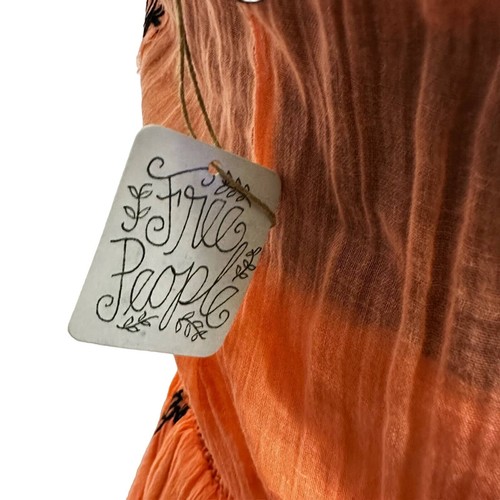 New Free People Cotton Orange Embroidered Blouse Sz XS - Picture 7 of 9
