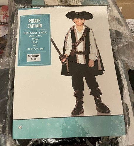 Piraten Kapitän Kostüm für Jungen MEDIUM 8-10 NEU - Bild 1 von 3