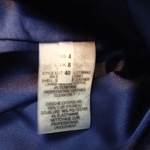 ELIE Tahari 100% Lamb Leather Skirt Size 4 cobalt blue soft - Picture 16 of 18