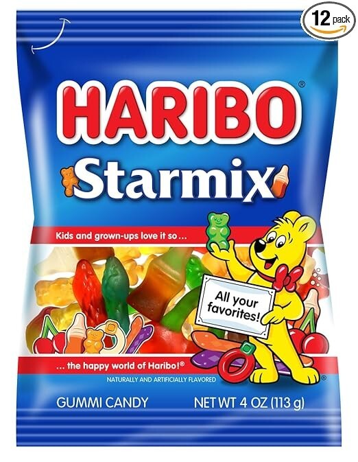 Haribo Starmix Gummi Candy, 4 oz (Pack of 12)