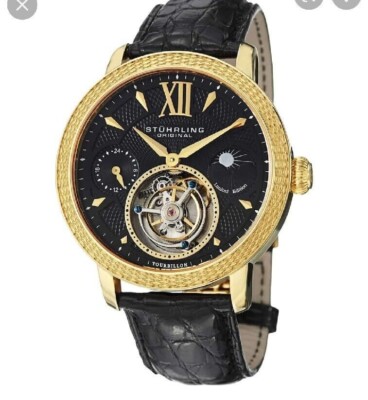 Stuhrling Damier Tourbillion 500 Hand Wind Mens Watch