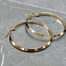 Stainless Steel Hoop Earring 42 mm Earrings Gold Color Lightweight Hook Closure