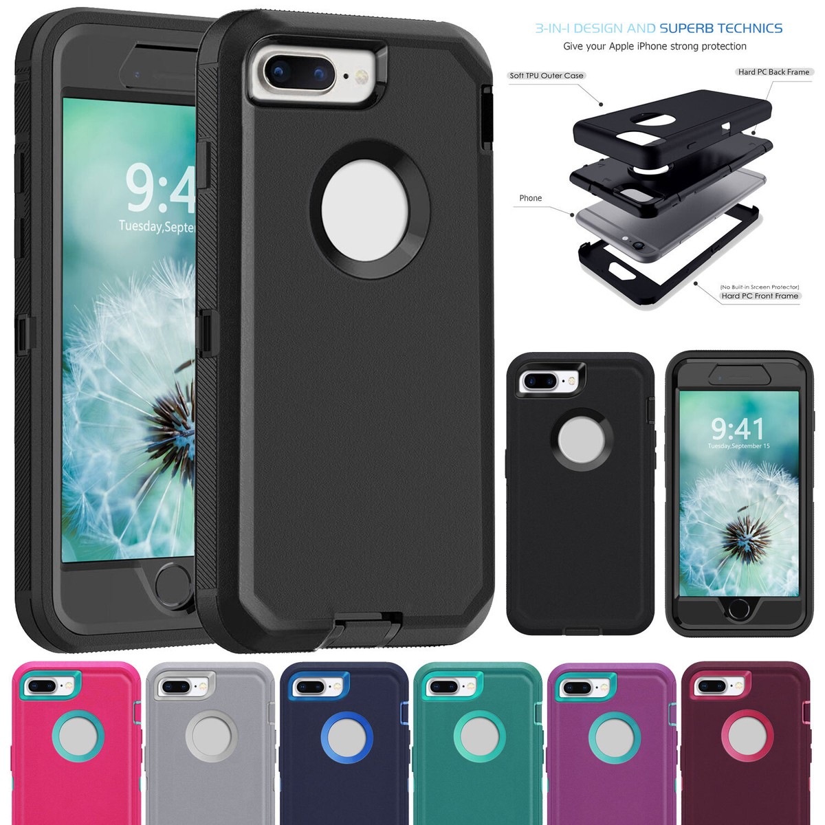 iPhoneケース 6・6s・7・8・x For Apple iPhone 6 6s Plus 7 8 Plus Heavy Duty Shockproof
